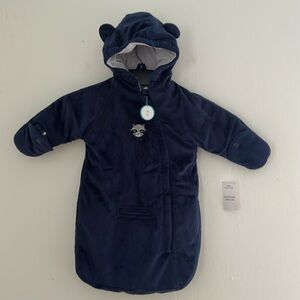 Carter's Navy Blue Faux Fur Hooded Car Coat sz 0-6M NWT